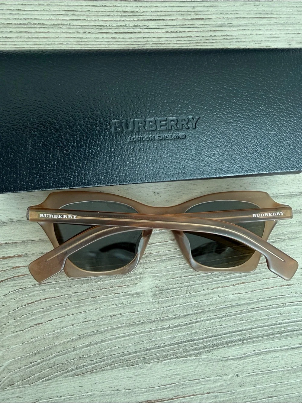 Burberry Tan Square Frame Sunglasses with Brown Lenses